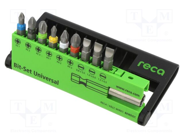 Tools set: screwdriver bits; Phillips,Pozidriv®,slot; 1/4"