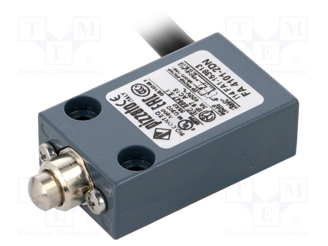 Limit switch; plunger; NO + NC; 10A; max.400VAC; lead 2m; 20mm