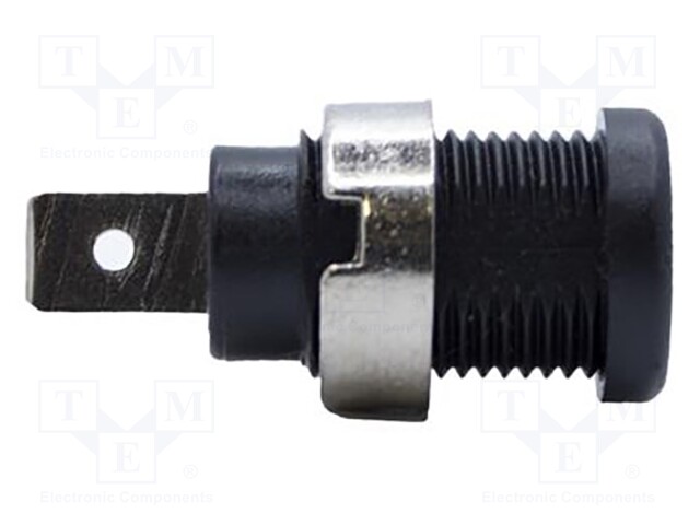 Socket; 4mm banana; 35A; 1kV; black; nickel plated; on panel,screw