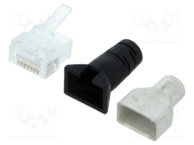 Plug; RJ45; PIN: 8; Cat: 5; shielded,with strain relief,short; IDC