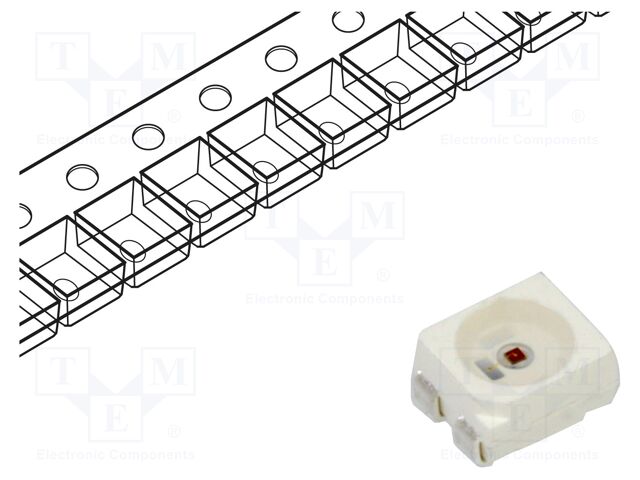 LED; red; SMD; 3528,PLCC4; 1800÷2300mcd; 3.5x2.8x1.8mm; 120°; 60mA