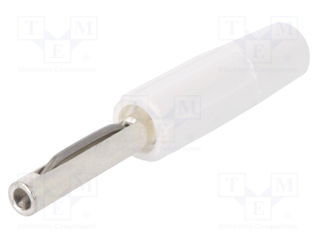Plug; 4mm banana; 10A; 60VDC; white; 10mΩ; 1.5mm2; Contacts: brass