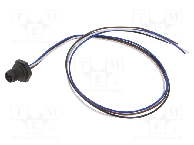 Connector: M12; socket; male; straight; with lead; PIN: 4; 0.34mm2