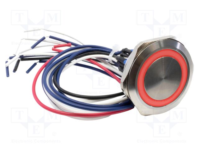 Switch: vandal resistant; DPST-NO + DPST-NC; 2A/48VDC; IP65; red