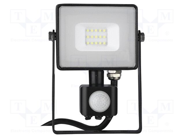 Lamp: LED flood light; 10W; 230VAC; white warm; 100°; 3000K; 30000h