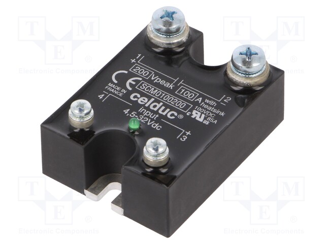 Relay: solid state; Ucntrl: 4.5÷32VDC; 100A; 2÷200VDC; Series: SCM