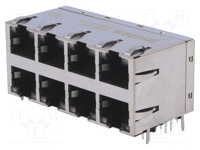 Socket; RJ45; PIN: 8; Cat: 5e; gold-plated; Layout: 8p8c; ways: 8