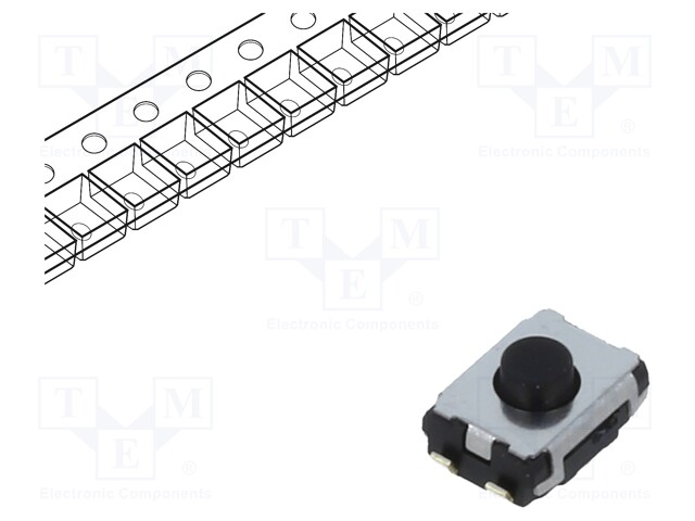 Microswitch TACT; SPST; Pos: 2; 0.02A/15VDC; SMT; none; 2.5mm; black