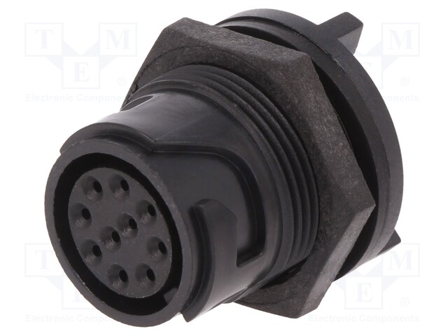 Connector: circular; socket; female; PIN: 10; w/o contacts; UL94V-0