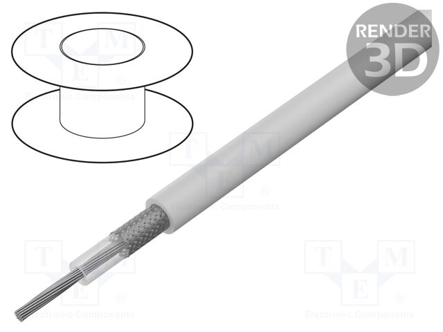 Wire: coaxial; RG188A/U; stranded; Cu; PTFE; white; 30.5m; 100ft