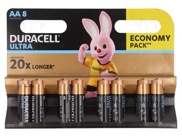 Battery: alkaline; 1.5V; AA; ULTRA; Batt.no: 8; non-rechargeable