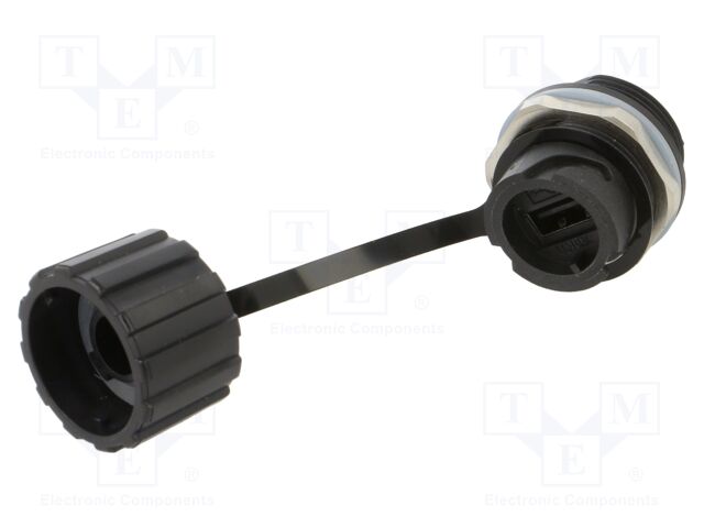 connector Einbaugehäuse Kunststoff schwarz mit Schutzkappe