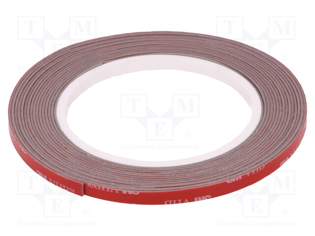 Tape: fixing; W: 6mm; L: 5m; D: 1.1mm; acrylic; grey; max.230°C; 37N/cm