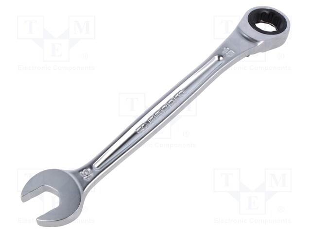 Wrench; combination spanner,with ratchet; 15mm; L: 199mm; satin
