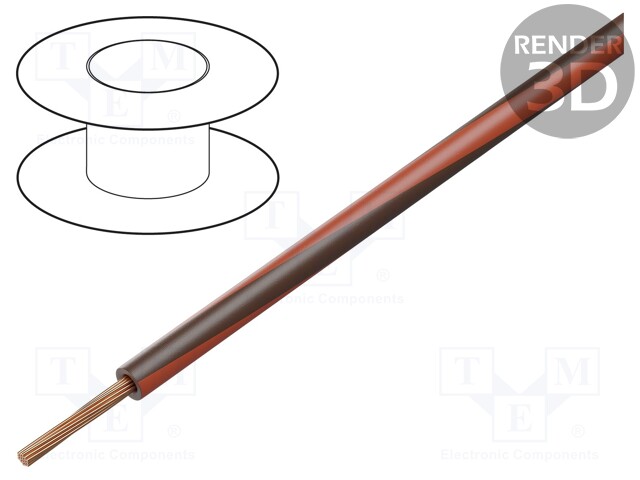 Wire; LgY; stranded; Cu; 1mm2; brown-red; PVC; 300/500V; 100m