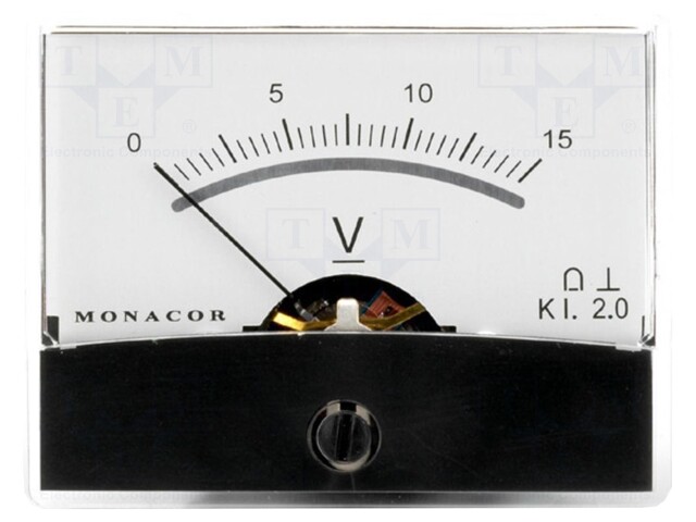 Voltmeter; analogue; on panel; 0÷15V; Class: 2; Int.resist: 15kΩ