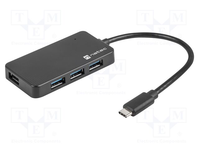 Hub USB; USB A socket x4,USB C plug; USB 3.0; PnP; black; 5Gbps