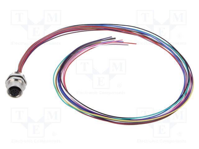Connector: M12; socket; male; straight; with lead; PIN: 12; 0.14mm2
