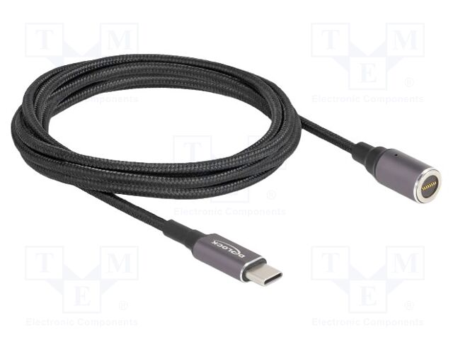 Cable; magnetic; 8pin plug,USB C plug; 1.8m; black; textile; 3A