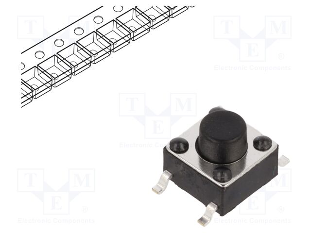 Microswitch TACT; SPST; Pos: 2; 0.05A/12VDC; SMT; 1.57N; 6x6x3.5mm