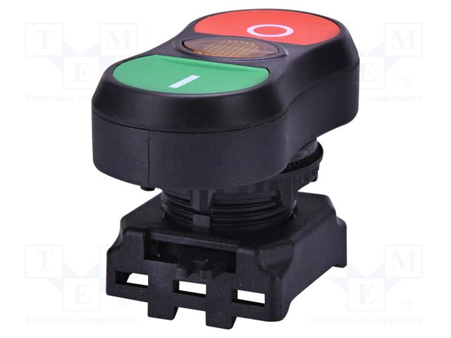 Switch: double; 22mm; green/red; LED; Backlight colour: orange
