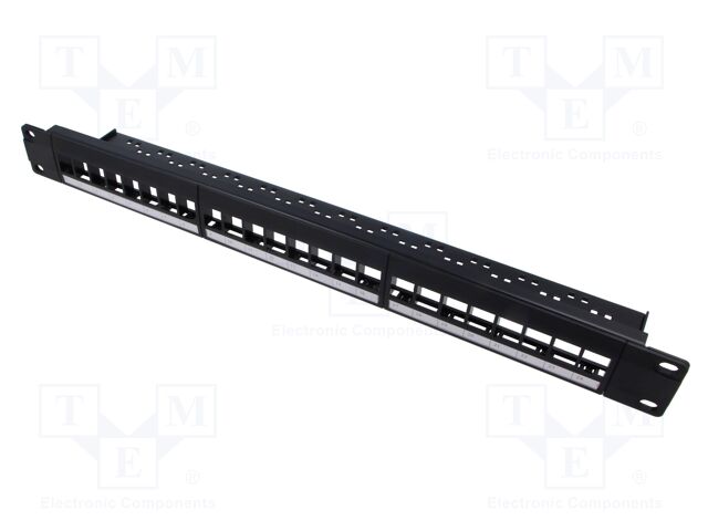 Patch panel; patch panel; Keystone; rack; black; Height: 1U