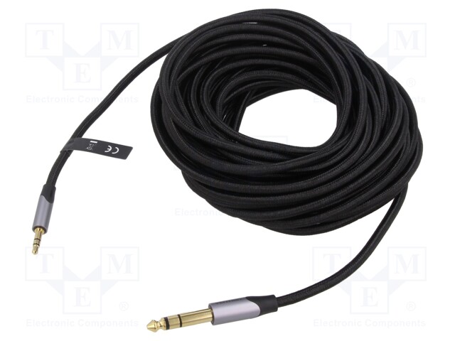 Cable; Jack 3.5mm 3pin plug,Jack 6,3mm 3pin plug; 3m; black