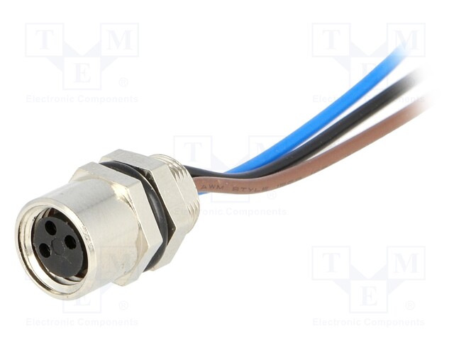 Connector: M8; female; PIN: 3; with leads; socket; Nano-Change; 3A