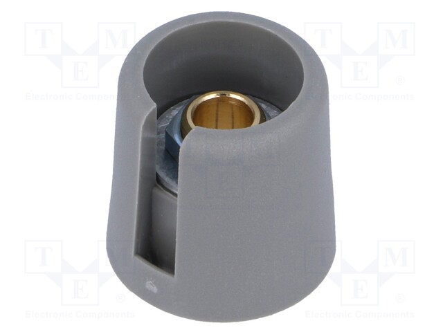 Knob; with pointer; polyamide; Shaft d: 6.35mm; Ø16x16mm; grey