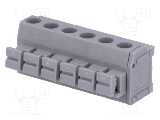 PCB terminal block; angled 90°; 5mm; ways: 6; on PCBs; 1.5mm2; 8A