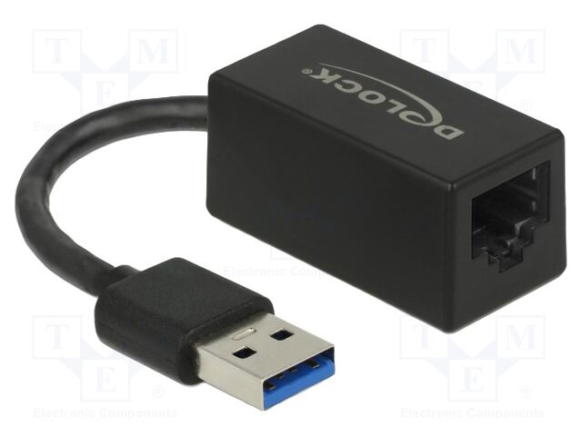 USB to Ethernet adapter; RJ45 socket,USB A plug; black; 0.09m