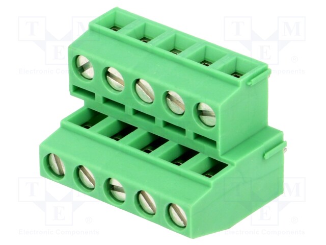 PCB terminal block; angled 90°; 5.08mm; ways: 10; on PCBs; tinned