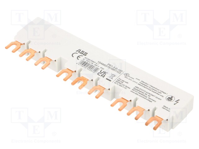 Busbar; 16mm2; 690VAC; 250VDC; 6kV; Inom: 100A; fork; No.of mod: 3