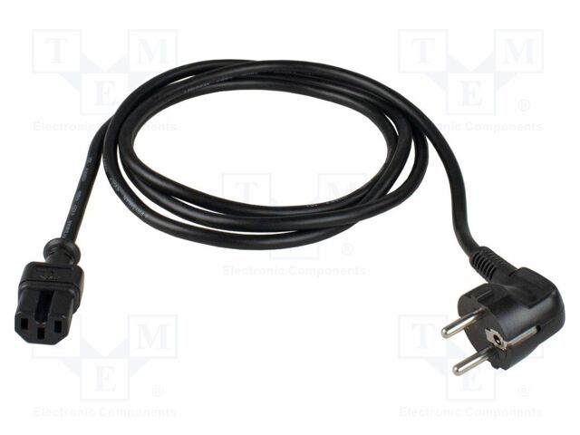 Mains; 3G1mm2; CEE 7/7 (E/F) plug angled,IEC C15 female; rubber