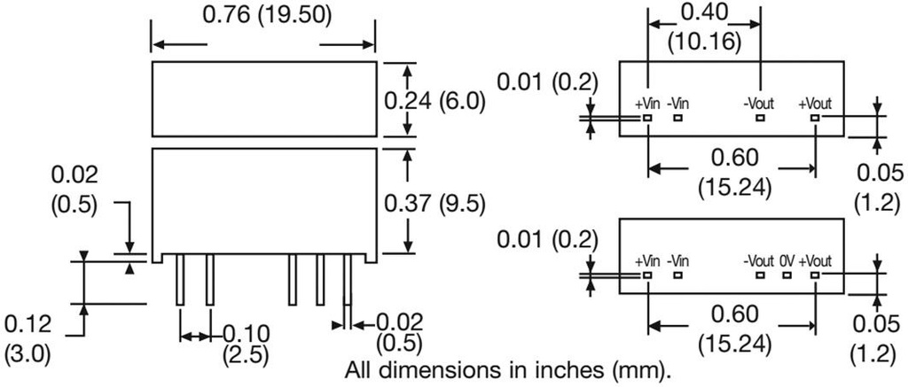Converter: DC/DC; 1W; Uin: 24V; Uout: 24VDC; Uout2: -24VDC; Iout: 21mA