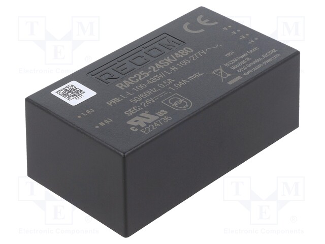 Converter: AC/DC; 25W; 85÷528VAC; Usup: 120÷750VDC; Uout: 24VDC