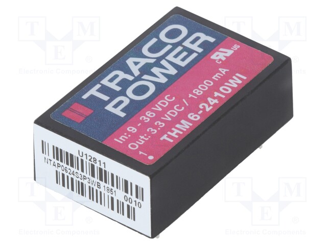 Converter: DC/DC; 6W; Uin: 9÷36V; 3.3VDC; Iout: 1800mA; DIP24; 14g