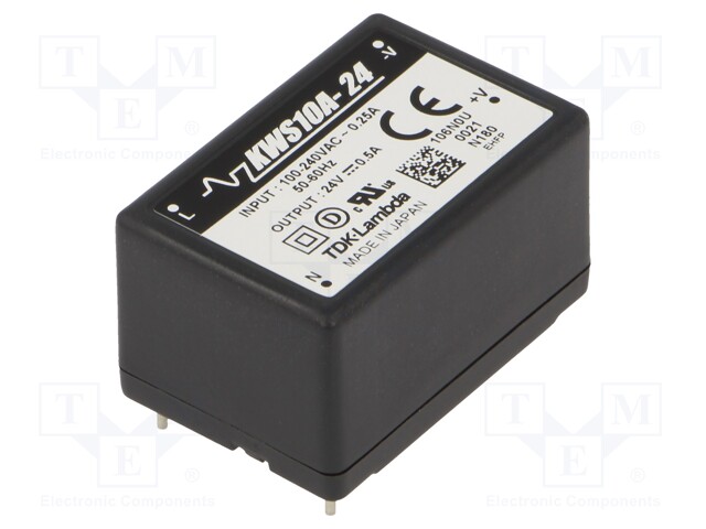 Converter: AC/DC; 12W; Uout: 24VDC; Iout: 500mA; 82÷84%; 85÷265VAC