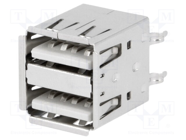 Socket; USB A; THT; straight; double