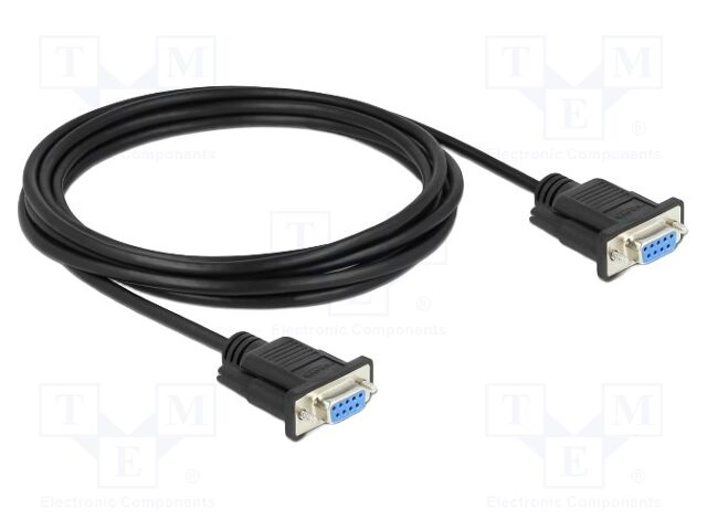 Cable; D-Sub 9pin socket,both sides; PVC; Len: 3m; black