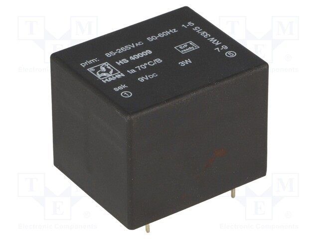 Power supply: switched-mode; modular; 3W; 9VDC; max.70°C; OUT: 1