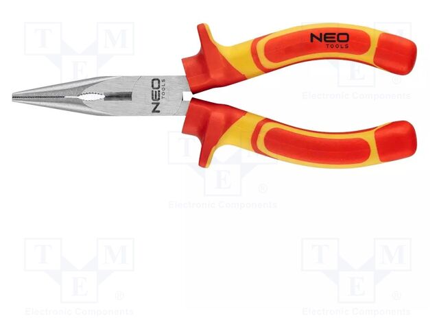 Pliers; insulated,straight,half-rounded nose,universal; 160mm