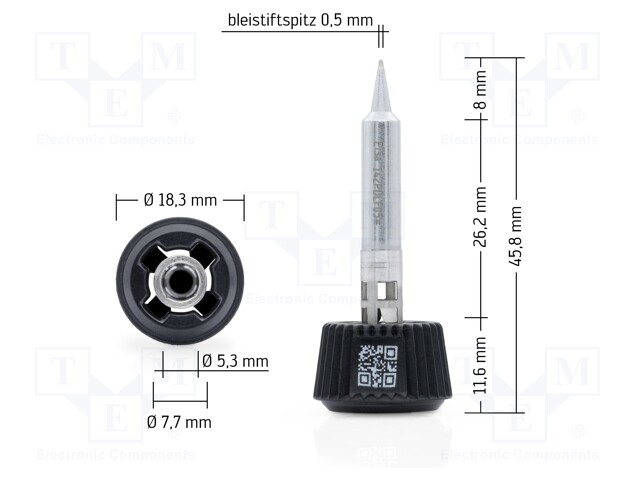 Tip; pin; 0.5mm; longlife; for soldering station; ERSA-0ICT1000A