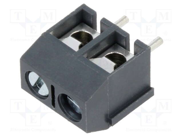 PCB terminal block; angled 90°; 5mm; ways: 2; on PCBs; 2.5mm2; 16A