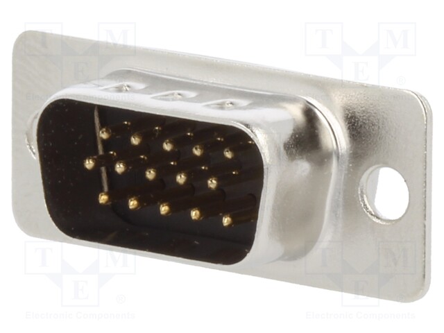 D-Sub HD; PIN: 15; male; soldering; for cable; gold-plated