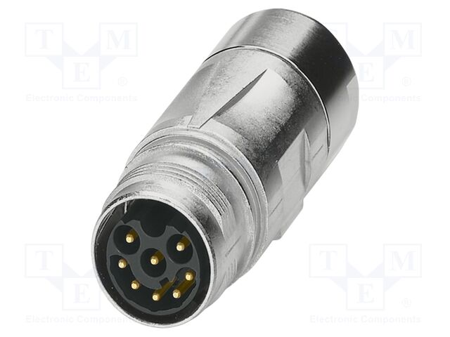 Connector: M17; plug; ST; PIN: 8; 48V; 8A; shielded; IP67; crimped