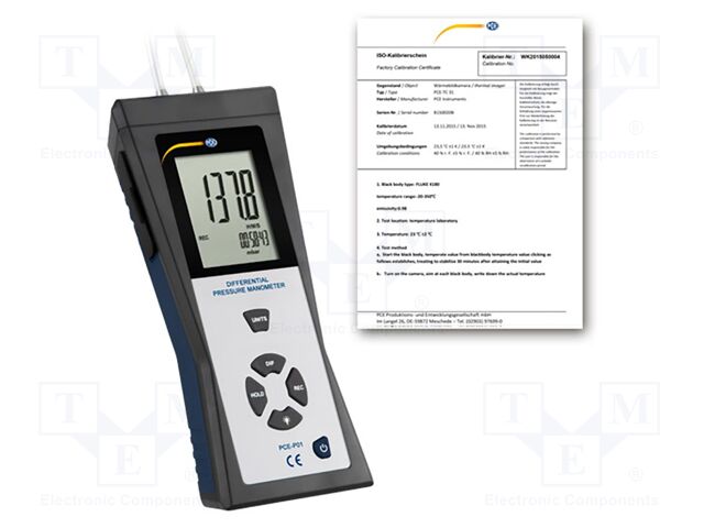 Manometer; Press.meas.range: -140÷140mbar; LCD; ±0.3%