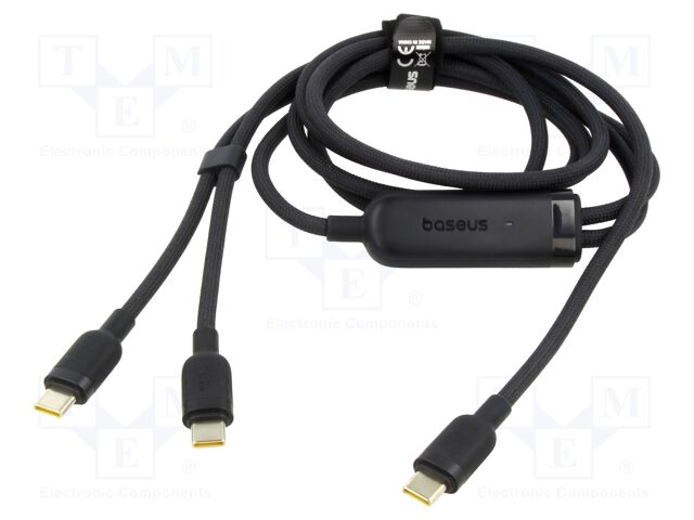 Cable; USB C plug,USB C plug x2; 1.5m; black; textile; 140W