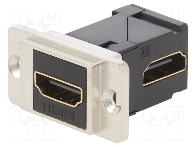 Coupler; HDMI socket,both sides; DUALSLIM; gold-plated; 29mm