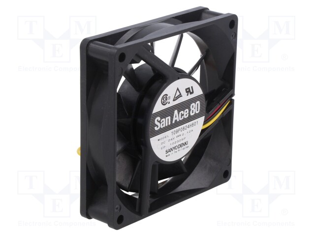 Fan: DC; axial; 24VDC; 80x80x20mm; 50.4m3/h; 31dBA; ball bearing